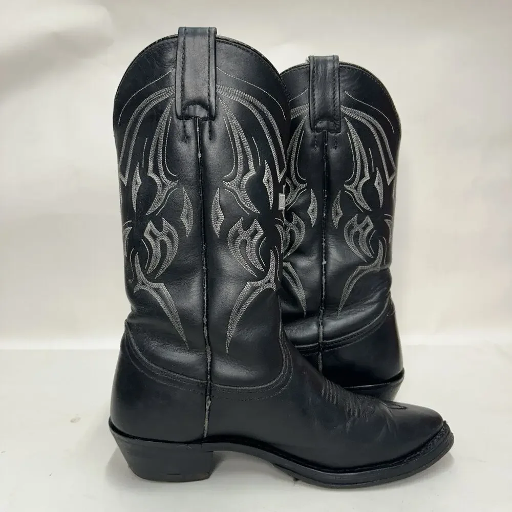 Y2K Harley Davidson Western Cowboy Biker Boots “Black White”